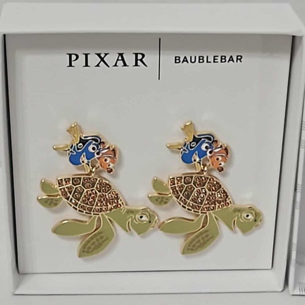 NIB Disney Pixar BaubleBar Finding Nemo, Dory, and Crush the Turtle Earrings